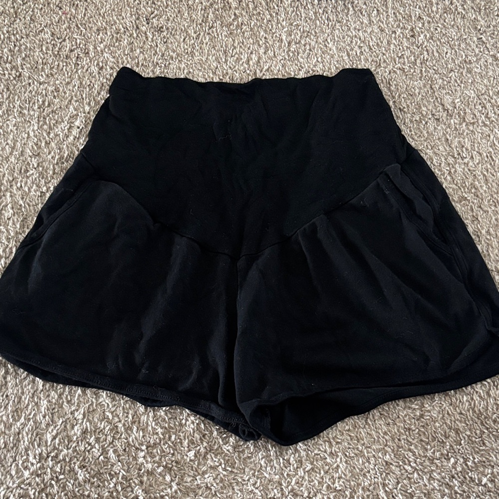 Women's maternity  High-Waist Black Lounge Shorts